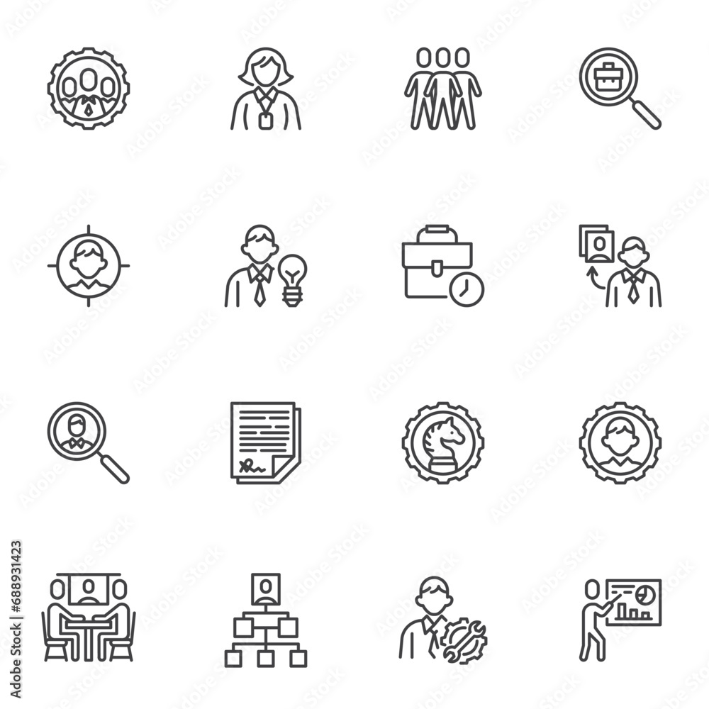 HR Management line icons set HR Management line icons set