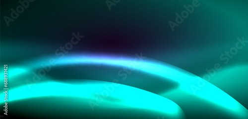 Dynamic waves in ethereal glow of neon lights. Concept merges fluidity of motion with vibrant allure of neon, crafting entrancing backdrop that embodies both vitality and futuristic sophistication