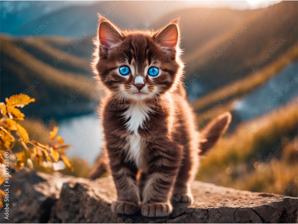 Obraz premium A kitten cute at nature 