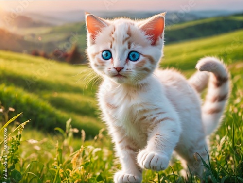 A kitten cute at nature 