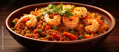 Quinoa pilau with shrimp that is good for you.
