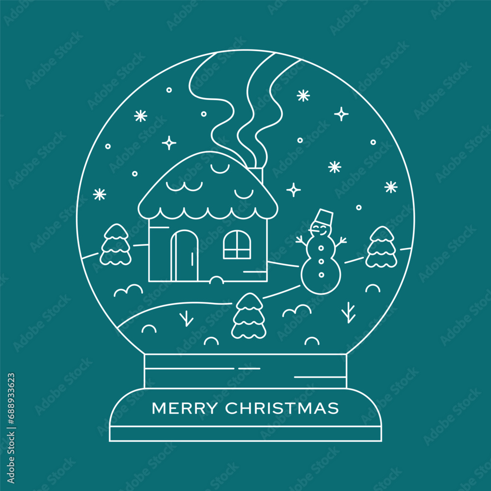 Snow globe with house inside linear icon Snow globe with house inside linear icon