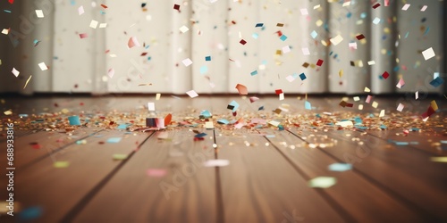 After the joyous  birthday bash or a splendid wedding celebration, the floor becomes a canvas adorned with the remnants of revelry confetti. photo