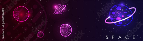 Colorful vector background with hand drawn doodles cartoon set of planets and symbols. Space modern background design.