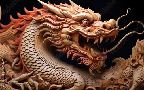 traditional wood dragon for the chinese