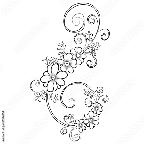 line art flower drawing, line art flower vector, line art flower design