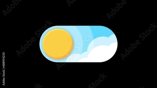 Alternate day and night. Animated buttons change day and night operating modes. 2D Animation.