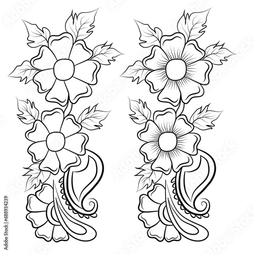 line art flower drawing, line art flower vector, line art flower design