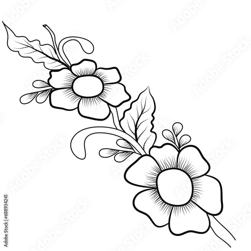 line art flower drawing, line art flower vector, line art flower design