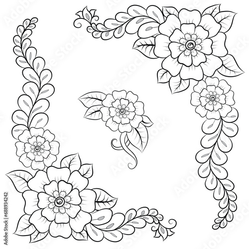 line art flower drawing, line art flower vector, line art flower design
