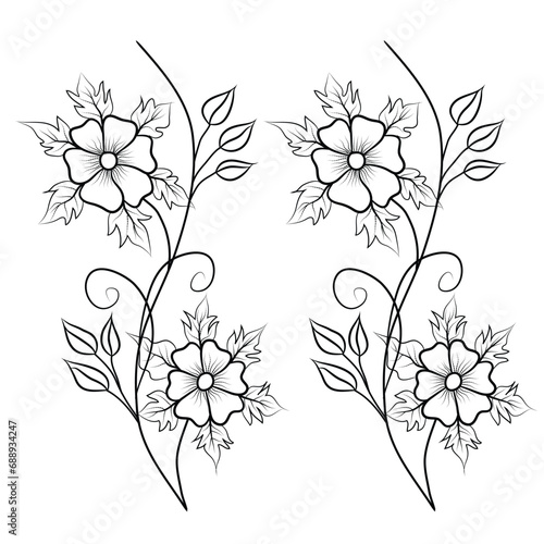line art flower drawing, line art flower vector, line art flower design