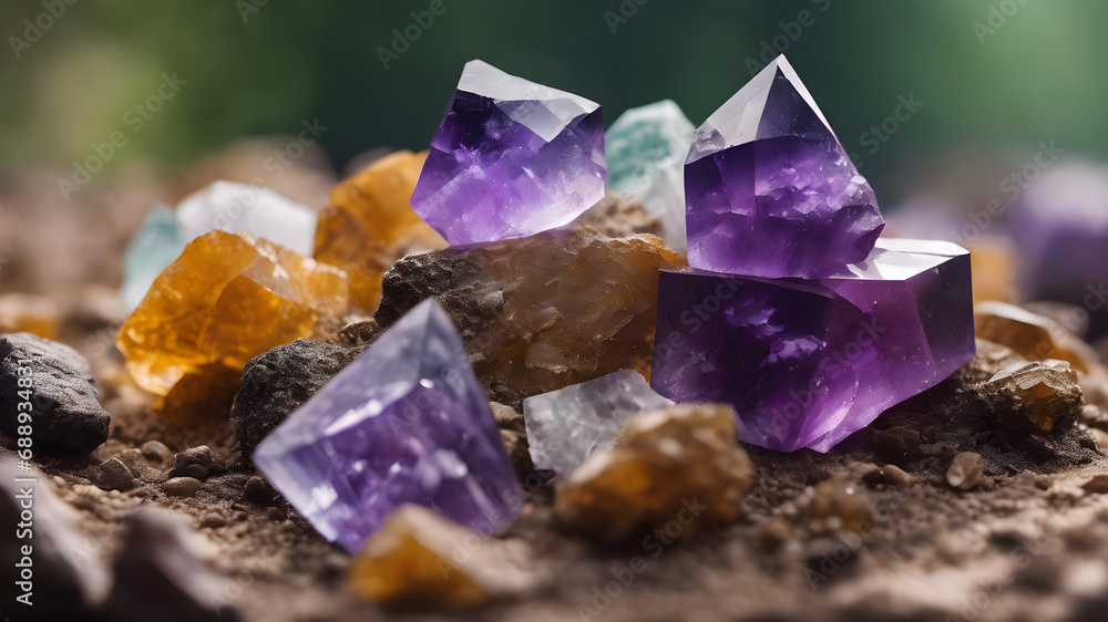 Fototapeta premium amethyst stone isolated on black background