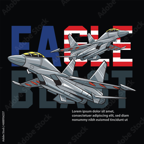 Military aircraft fighter jet interceptor airplane vector illustrations