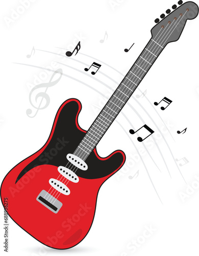 guitar vector illustration - cute hand-drawn musician entertainment band electric instrument sticker clipart - acoustic guitar poster - music strings bass illustration 