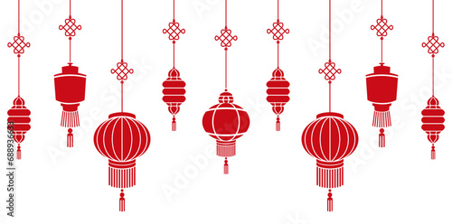 Illustration of red chinese lanterns background vector