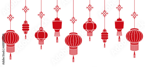 Illustration red chinese lanterns vector for background photo