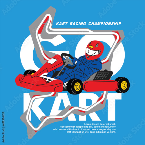 vector go kart racers banner set