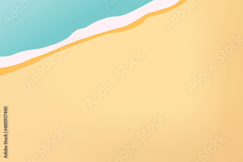 Seashore flat landscape background vector. Including sea, sand, beach and blue sky. Vector illustration
