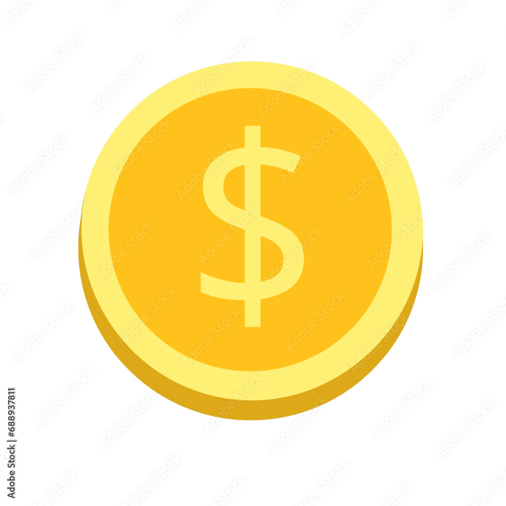 golden coin icon isolated on white transparent background money dollar currency finance bank wealth investment business financial minimalism - obrazy, fototapety, plakaty 