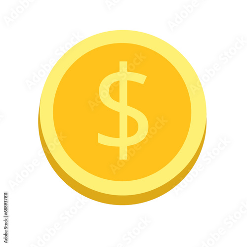 golden coin icon isolated on white transparent background money dollar currency finance bank wealth investment business financial minimalism