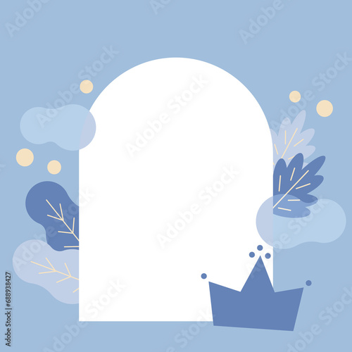 Frame illustration with crown and plants.	