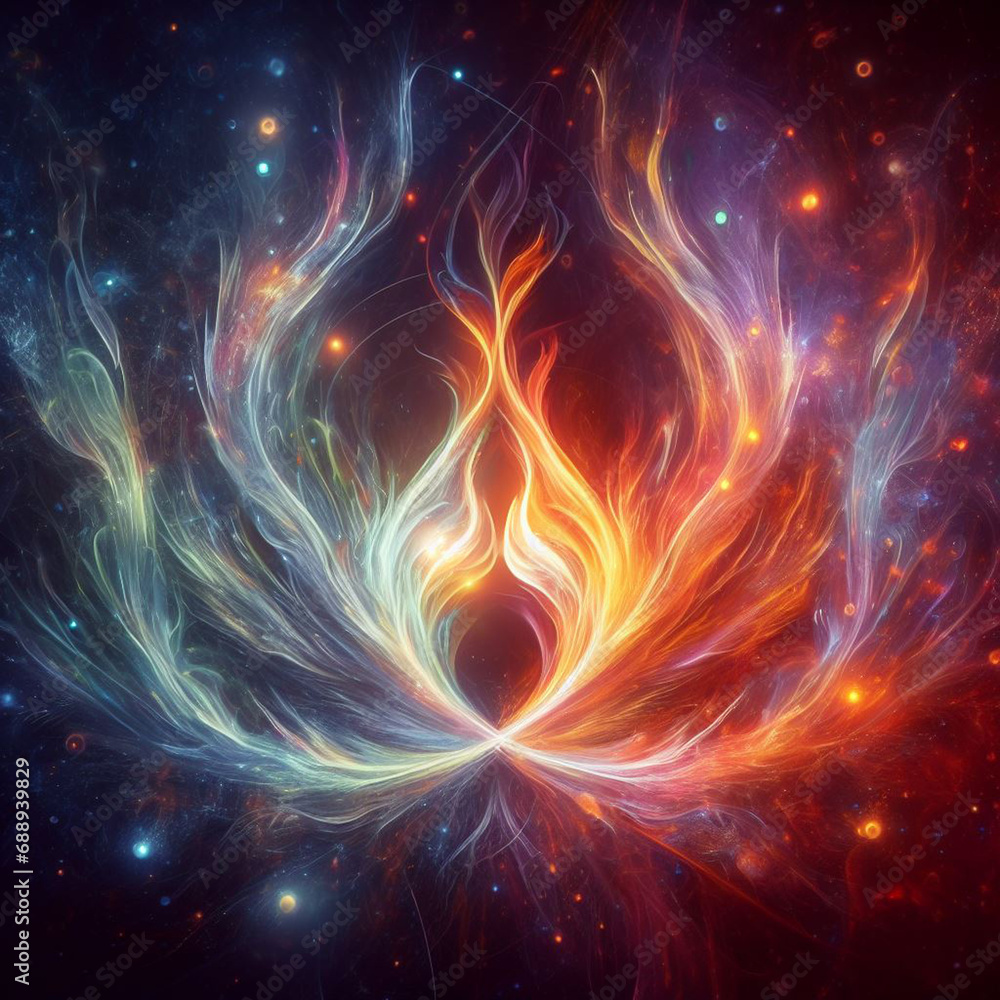 Orange and blue flame. Twin flame logo. Esoteric concept of spiritual love. Illustration on black background for web sites and much more Orange and blue flame. Twin flame logo. Esoteric concept of spiritual love. Illustration on black background for web sites and much more