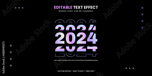 New Year 2024 text effect Hologram