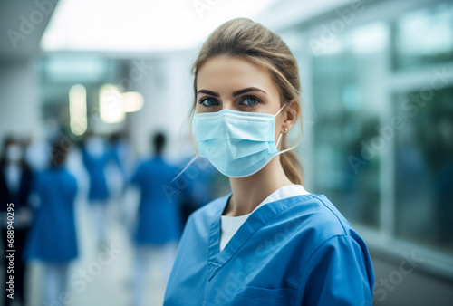 Young female doctor in uniform in hospital. Ai Generated Images