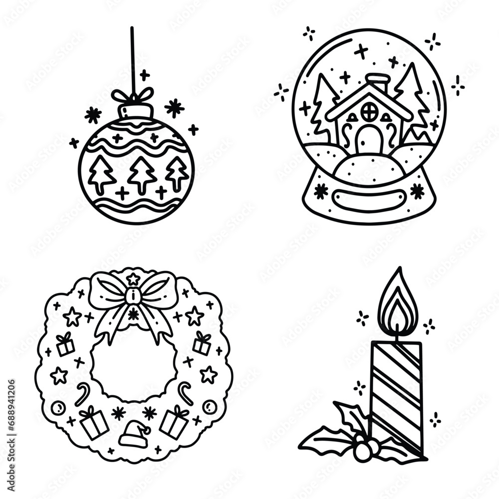 Cute Christmas Element Holiday decor Party Xmas Postcard Cute Christmas Element Holiday decor Party Xmas Postcard