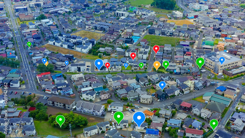 Obraz na płótnie 都市と位置情報 GPS