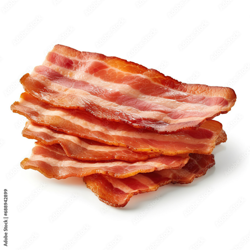 slices of bacon isolated on white background slices of bacon isolated on white background