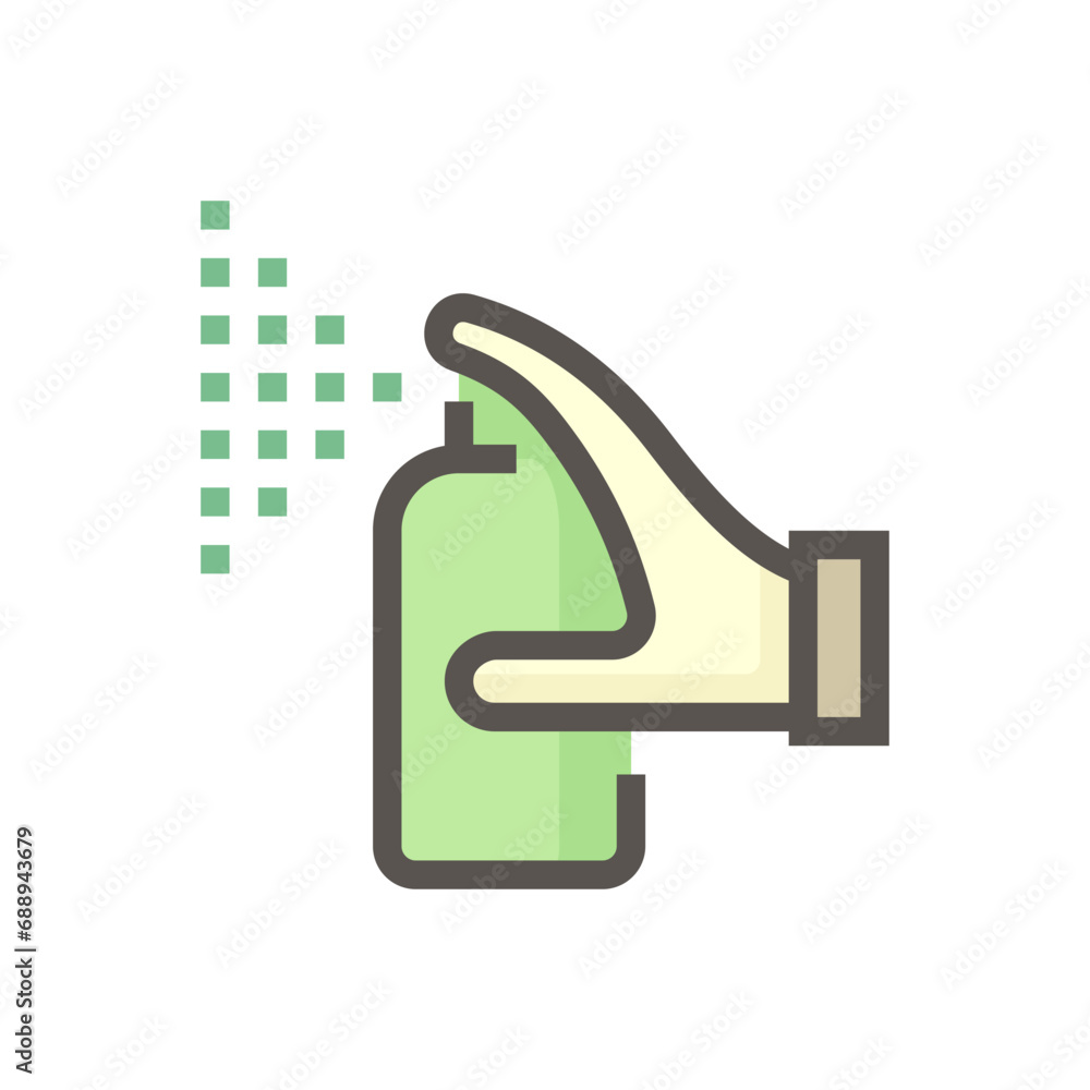 Aerosol spray or sprayer vector icon. Consist of mist, nozzle, hand holding cylinder can bottle. Container for chemicals water i.e. hairspray, color, freshener, insecticide and cosmetic. 48x48 pixel.
Aerosol spray or sprayer vector icon. Consist of mist, nozzle, hand holding cylinder can bottle. Container for chemicals water i.e. hairspray, color, freshener, insecticide and cosmetic. 48x48 pixel.
