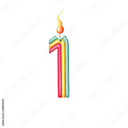rainbow number candle isolated watercolor © Atamun