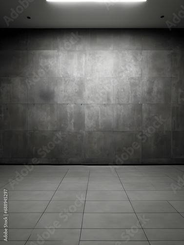 Simple room, charcoal color Wall, tiled Floor