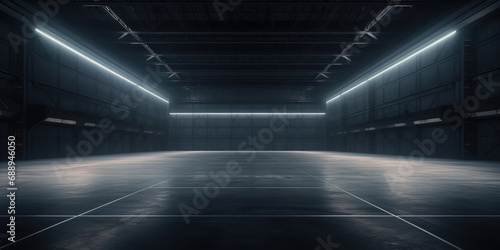 3D empty hall of modern interior of a warehouse © Black Pig