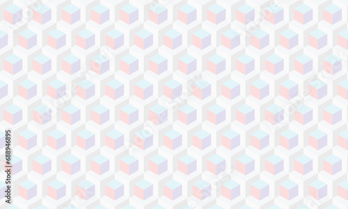 Hexagon 3D illusion art cube psychedelic light colors  