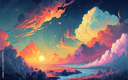 beautiful colorful cloud landscape background