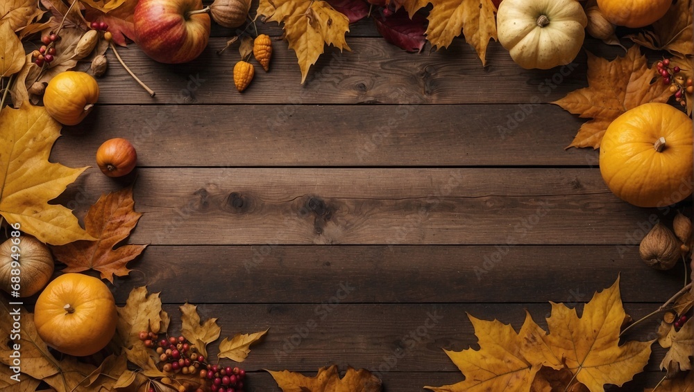 Rustic Wood Background with Copy Space for Autumn. Generative AI Rustic Wood Background with Copy Space for Autumn. Generative AI