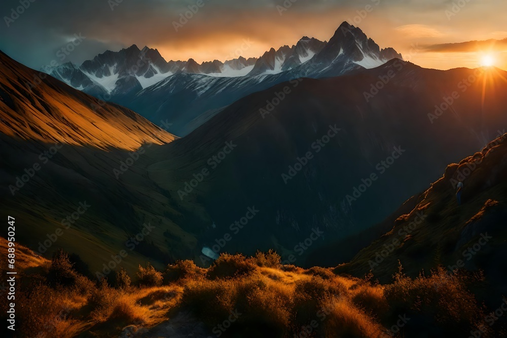 **Mountain During sunset beautiful natural landscape in the summer time..