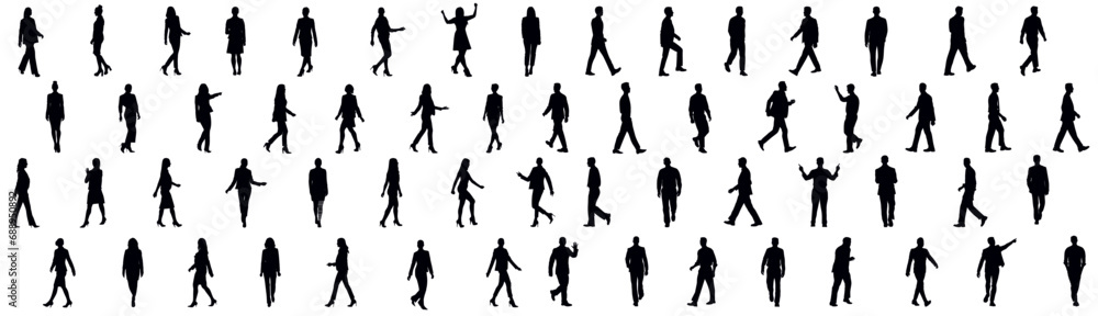 Set of business people silhouette, man and woman team, isolated on white background Set of business people silhouette, man and woman team, isolated on white background