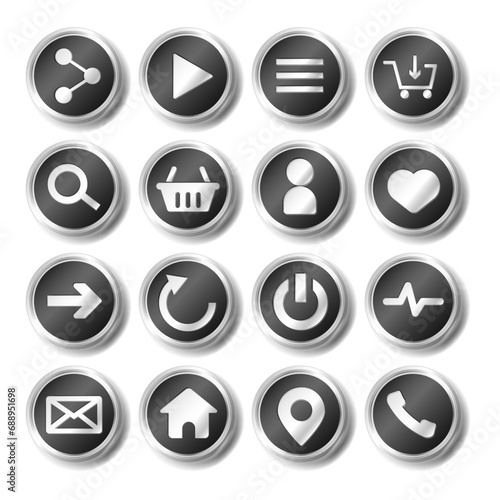 Set of round metal icons