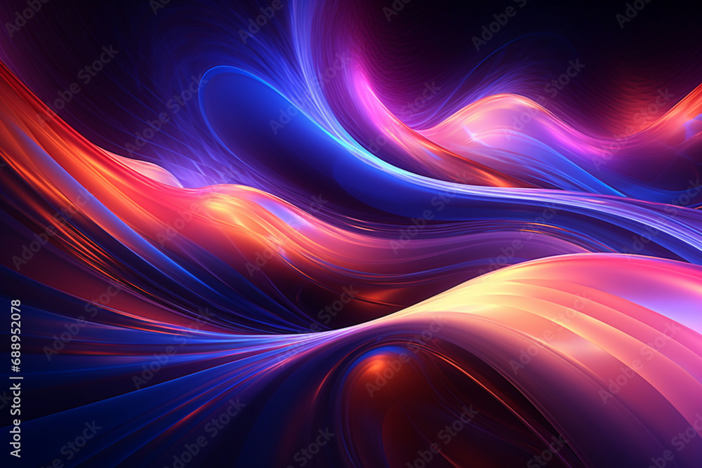 Abstract Neon Wave Background created with Generative AI Abstract Neon Wave Background created with Generative AI