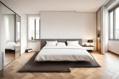 *Architecture, beautiful apartment furnished, comfortable modern bedroom-