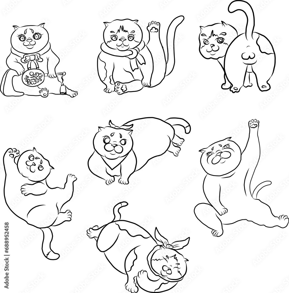 Cute cat cartoon for elements on poster or printing on sticker,hand drawn clip art for christmas card,cover design, poster,chinese zodiac symbol.Cat vector illustration for print on T-shirt. Cute cat cartoon for elements on poster or printing on sticker,hand drawn clip art for christmas card,cover design, poster,chinese zodiac symbol.Cat vector illustration for print on T-shirt.