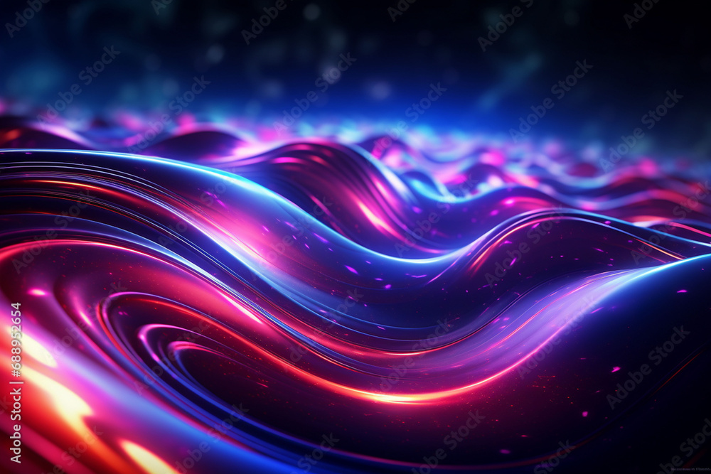 Abstract Neon Wave Background created with Generative AI Abstract Neon Wave Background created with Generative AI