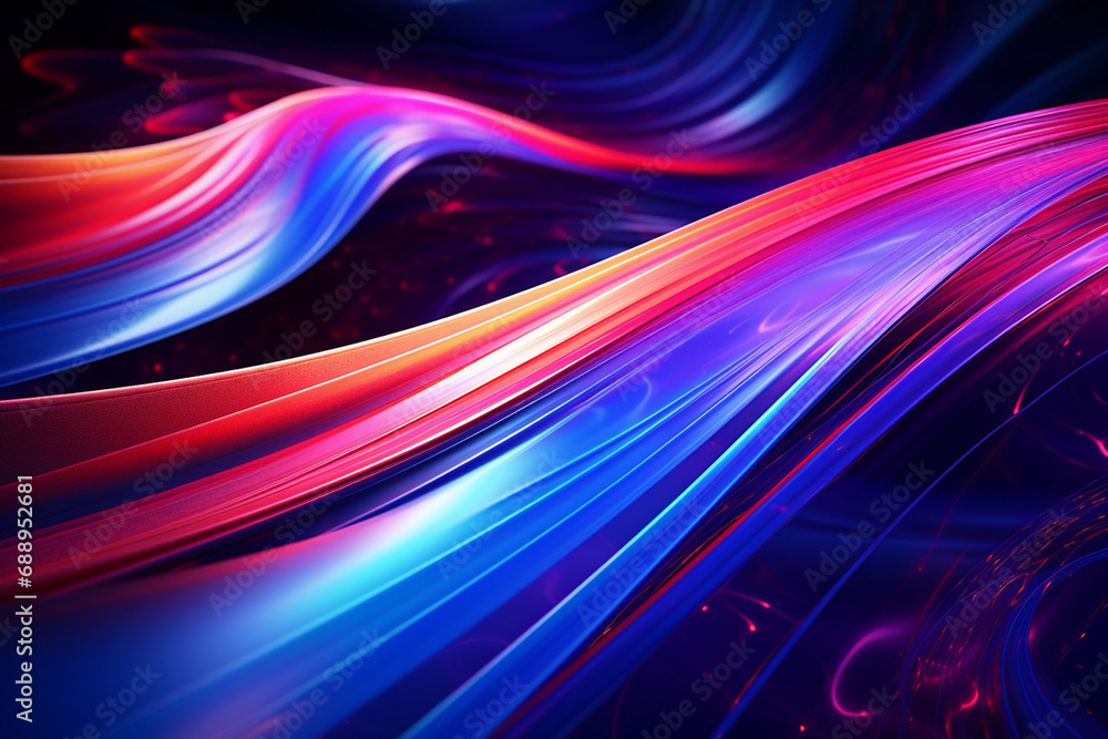 Abstract Neon Wave Background created with Generative AI Abstract Neon Wave Background created with Generative AI