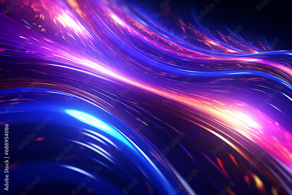 Abstract Neon Wave Background created with Generative AI Abstract Neon Wave Background created with Generative AI