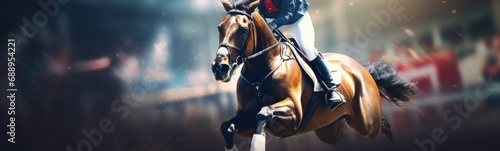 Equestrian jumping sport banner © kramynina