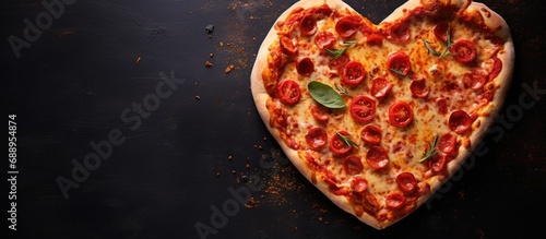 Valentine's Day pizza in the shape of a heart.