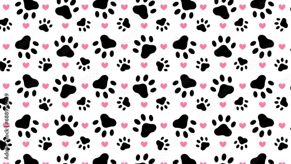 Background with a pattern of dog's paw prints. Background with a pattern of dog's paw prints.